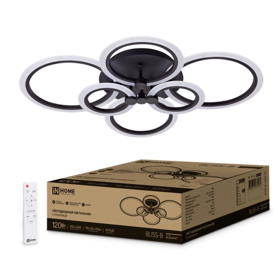 Светильник светодиодный ELEGANT BLISS-120B 120Вт 230В 3000-4000-6500K 8400Лм 780х550х130мм c пультом