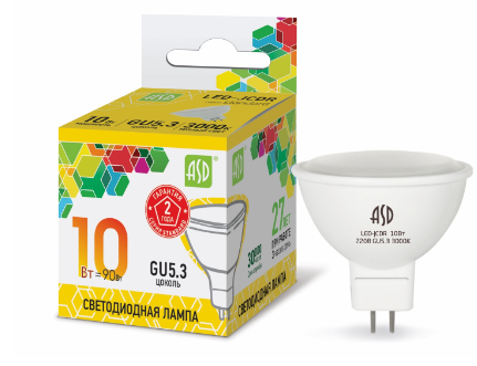 Лампа светодиодная LED-JCDR-standard 10Вт 230В GU5.3 3000К 900Лм ASD