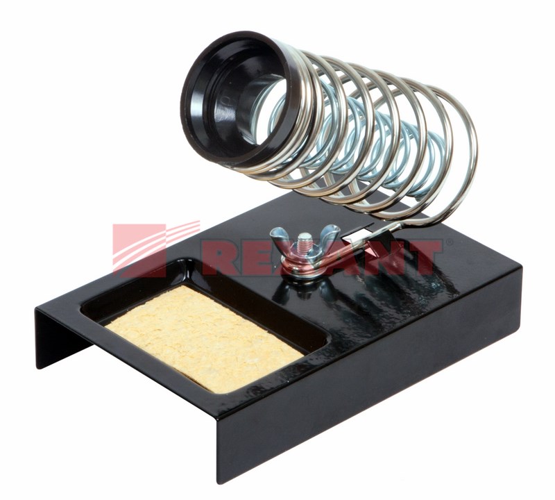 Подставка под паяльник REXANT, металл, ниша квадратная, губка